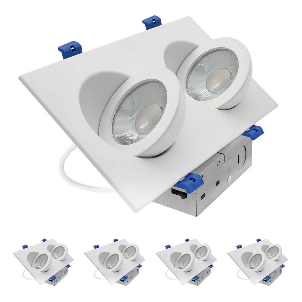 4 In. 2-Head Square Floating Gimbal LED Recessed Light Adjustable 360° Rotation & 90°, 5CCT 20W 1800LM Dimmable 4 Pack price history on PriceWatchPro