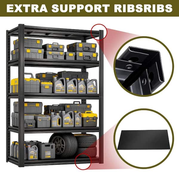 Siavonce 5-Tiers Heavy Duty Garage Metal Adjustable Household
