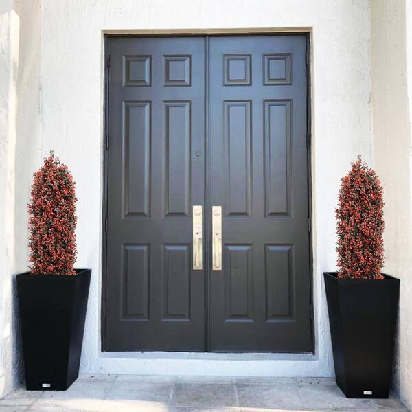 ぱぱ 4 ft. UV Resistant Artificial Boxwood Topiary Trees, Fake