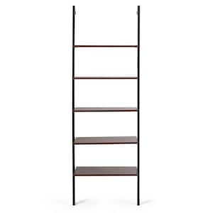 72 in. H Brown Particle Board 5-Shelf Ladder Bookcase