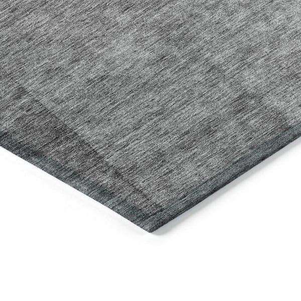 Gray, Silver, Charcoal 5 ft. x 8 ft. Woven Abstract Polyester Rectangle Indoor / Outdoor Area Rug
