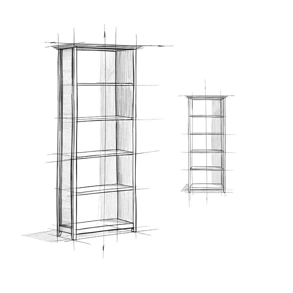 Amherst Adjustable 5-Shelf Solid Wood Bookcase in Russet Brown