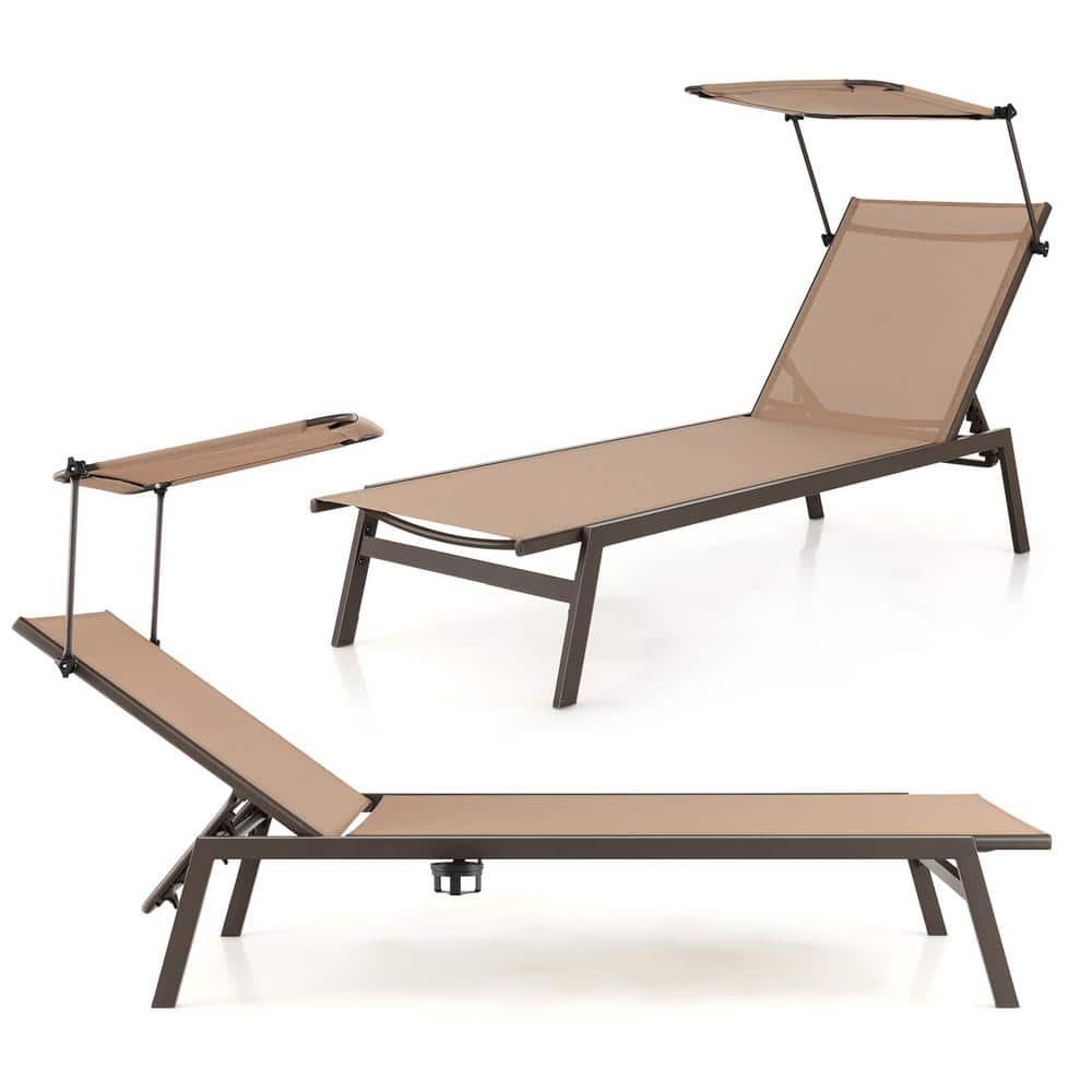 2-Piece Metal Outdoor Chaise Lounge 6-Position Recliner Lounger with Adjustable Sun Shade & Cup Holder price history on PriceWatchPro