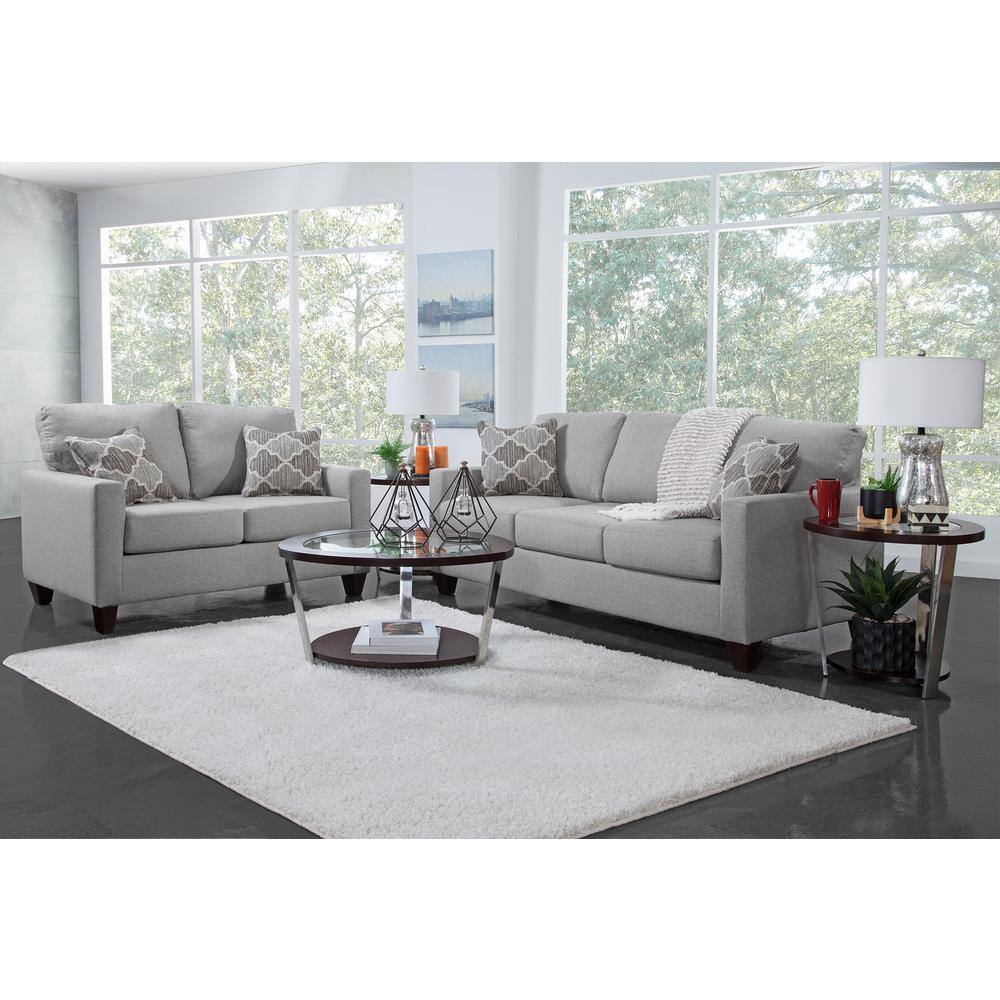 Gray Linen Apartment Sofa with Moroccan Accent Pillows