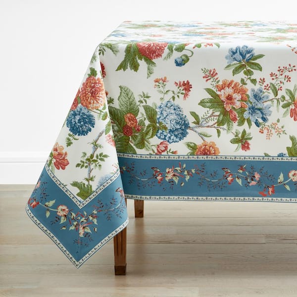 The Company Store Aster 70 in. x 108 in. Multi Blue/White Cotton Tablecloth