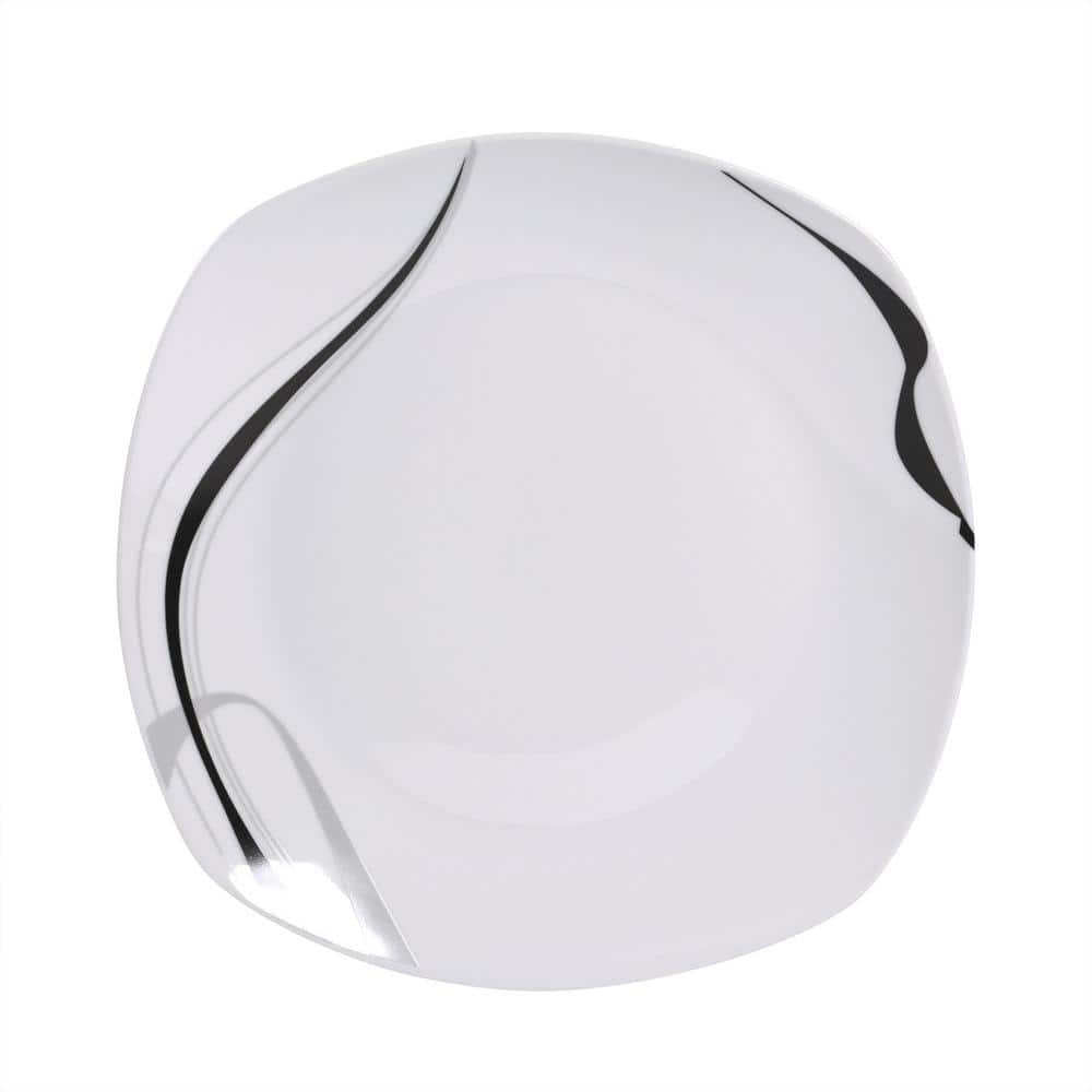 Carnival White Porcelain Square Dinnerware Set, Service for 4