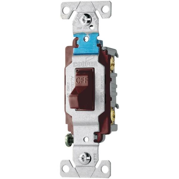 Eaton 20 Amp 120/277-Volt Side Wire Compact Toggle Switch, Brown