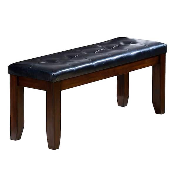 Acme Furniture VersaiLes Brown Fabric and Antique Platinum Bench with Cushioned 20 in. H x 65 in. W x 65 in. D