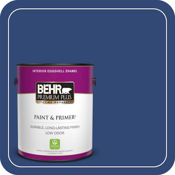 BEHR PREMIUM PLUS 1 gal. #S-H-580 Navy Blue Eggshell Enamel Low Odor Interior Paint & Primer