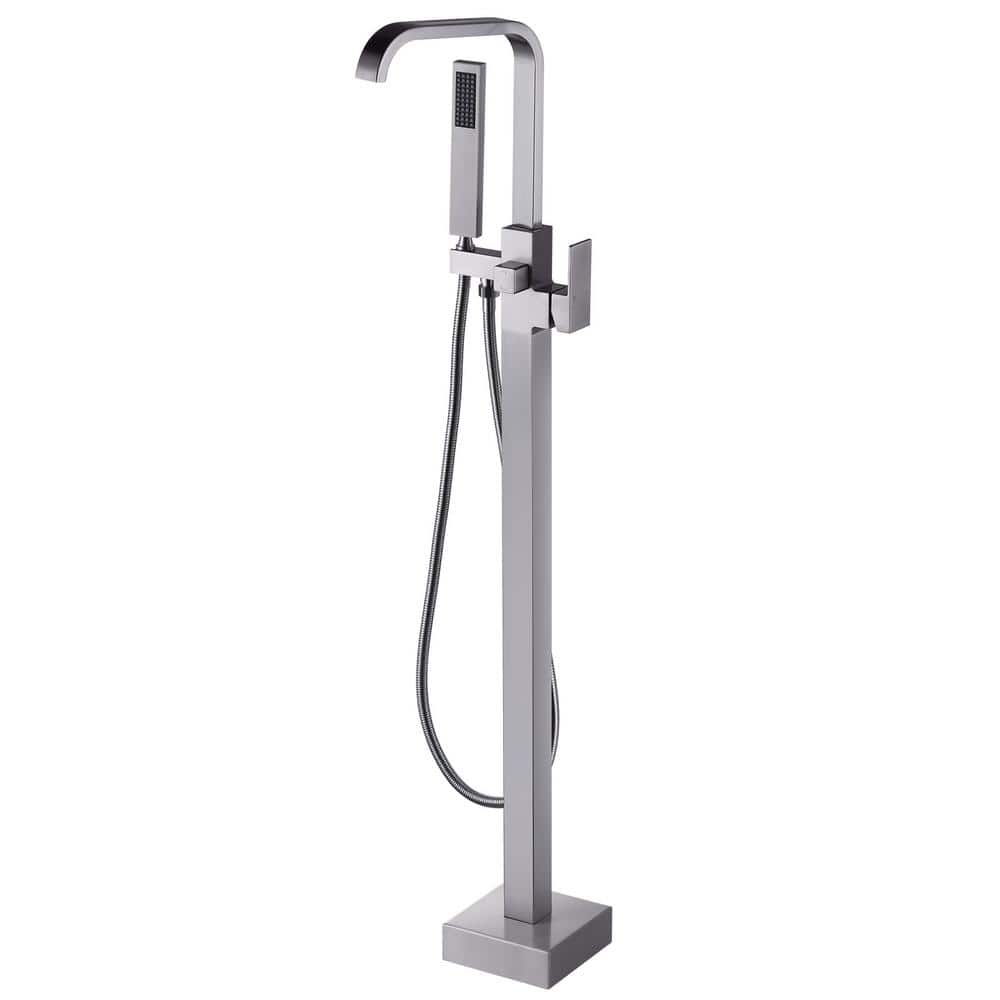 ARCORA One Handle Floor Mounted Freestanding Tub Faucet with Handheld  Shower in Brushed Nickel AR9202300 - The Home Depot