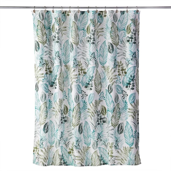 Saay Knight Sprouted Palm 72 In, Blue And Green Shower Curtain