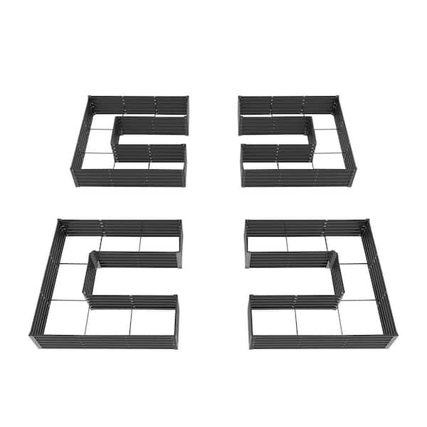 4-pcs 6 x 6 x 1.5 ft. U-Shaped Galvanized Steel Raised Garden Beds Planter Boxes for Vegetables, Flowers, Herbs