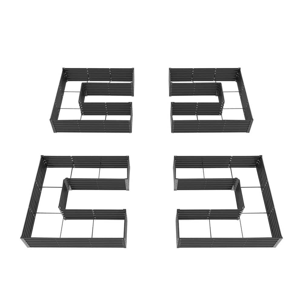 4-pcs 6 x 6 x 1.5 ft. U-Shaped Galvanized Steel Raised Garden Beds Planter 