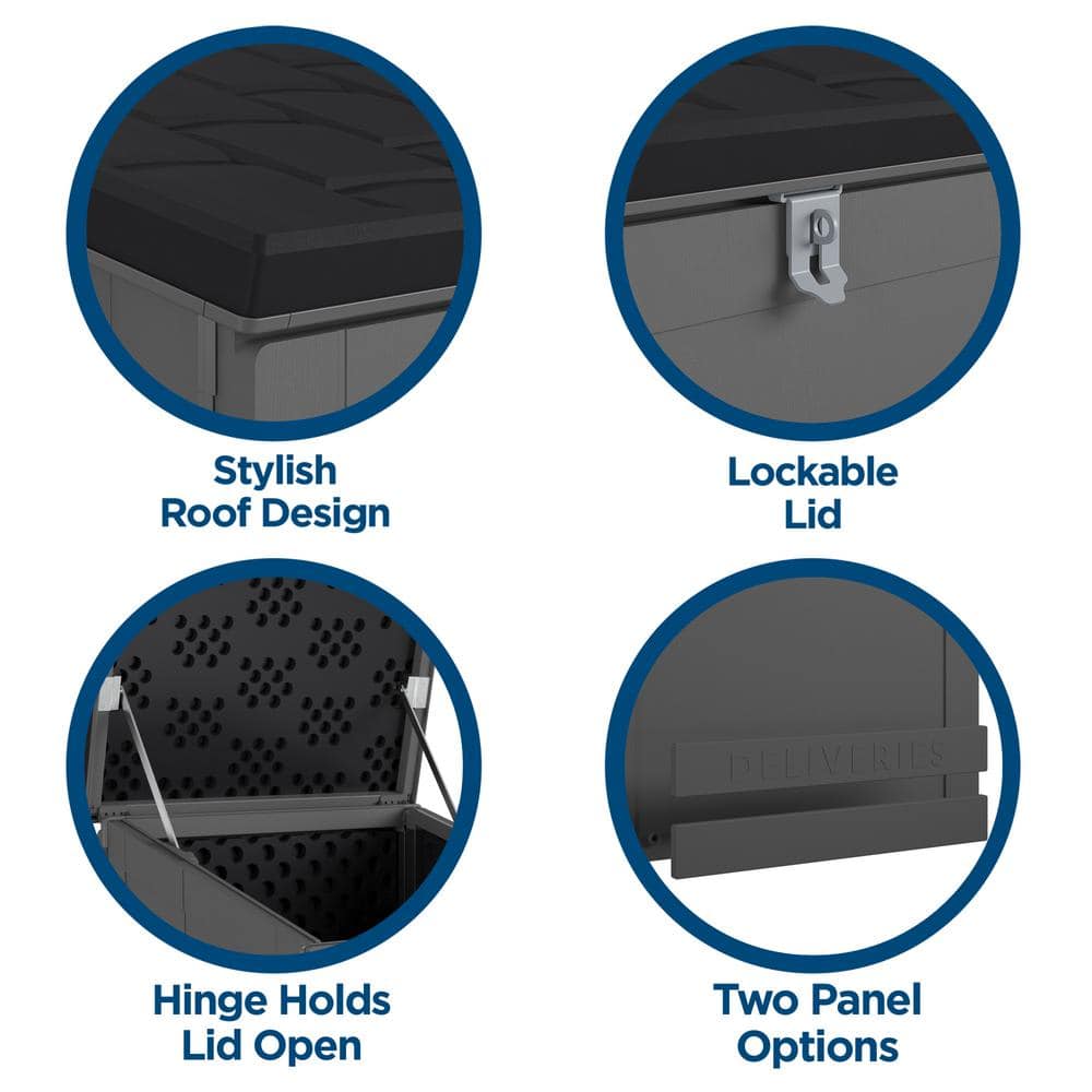 Gray and Black Lockable Outdoor Storage Deck Box