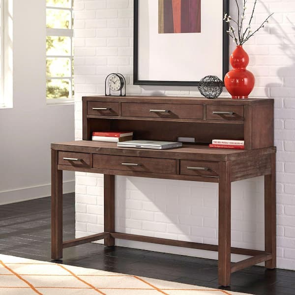 Home Styles Executive Desk with Hutch in Aged Barnside