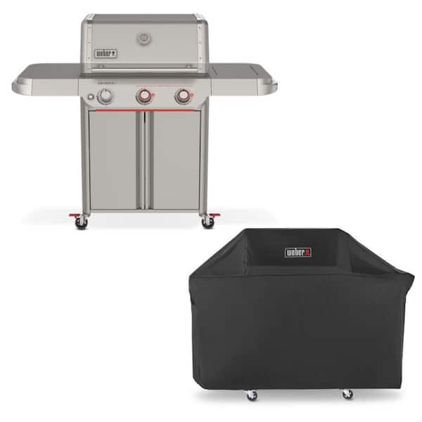 Genesis E-325W 3-Burner Liquid Propane Gas Grill in Titanium with Premium Grill Cover