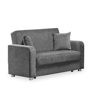 Grandeur Collection Convertible 59 in. Grey Chenille 2-Seater Loveseat with Storage