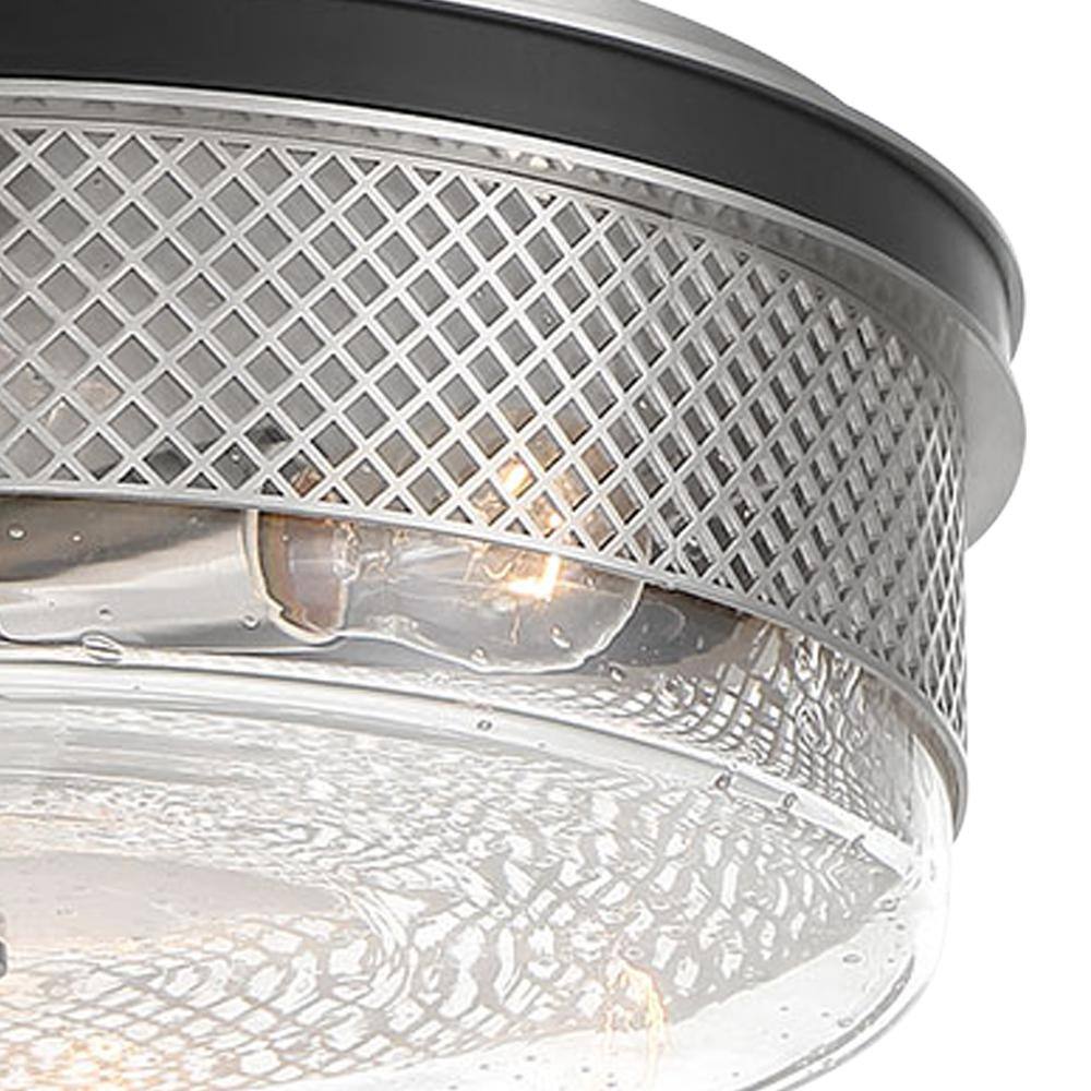 Coal & Brushed Nickel Seedy Glass 3-Light Flush Mount