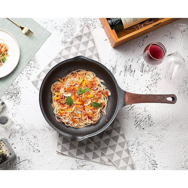 5 qt. Ceramic Nonstick Saute Pan with Lid German Technology Deep Skillet Heat Indicator Induction Compatible