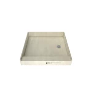 Redi Base 48 in. L x 48 in. W Single Threshold Alcove Shower Pan Base with Right Drain and Polished Chrome Drain Plate