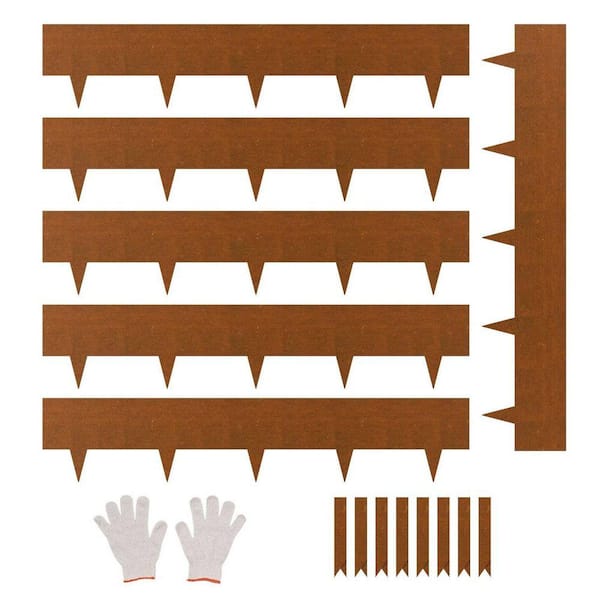 40 in. x 8 in. x 0.06 in. Weather-Resistant Metal Landscape Edging 6-Pack Flexible Yard Border for Garden, Brown