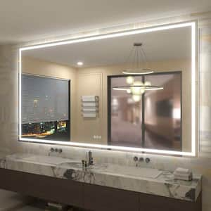 72 in. W x 40 in. H Rectangular Frameless Front & Back LED Lighted Anti-Fog Tempered Glass Wall Bathroom Vanity Mirror