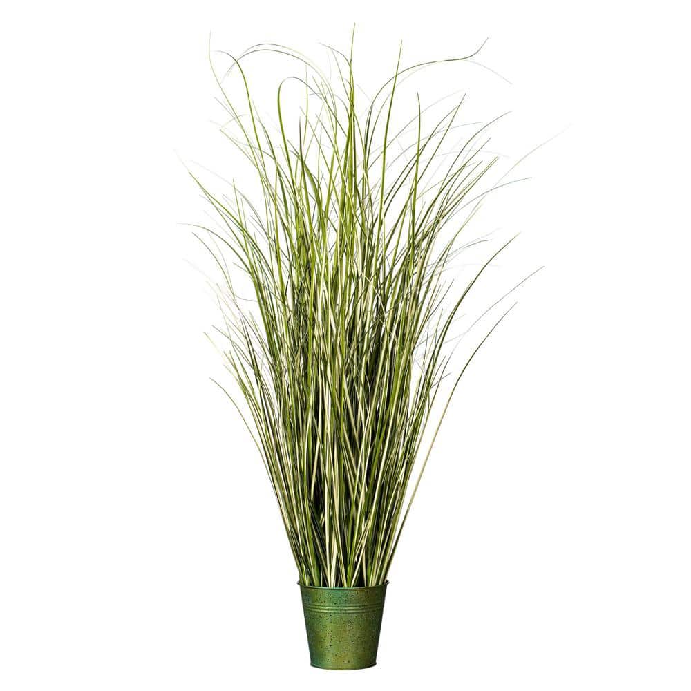 37" Green Plastic Potted Grass for Indoor Office Decor