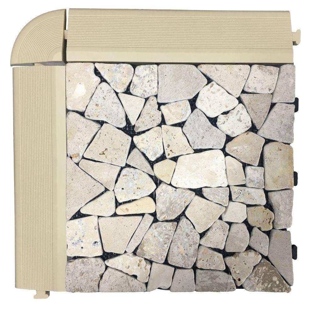 Off-White Plastic Interlocking Deck Tile Kit with Edges