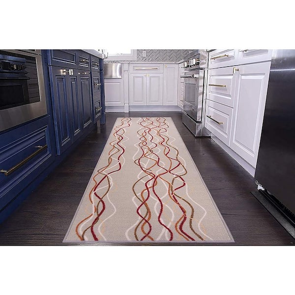 RugStylesOnline Stripes Geometric Design Cut to Size Gray 26" Width x Your Choice Length Custom Size Slip Resistant Runner Rug