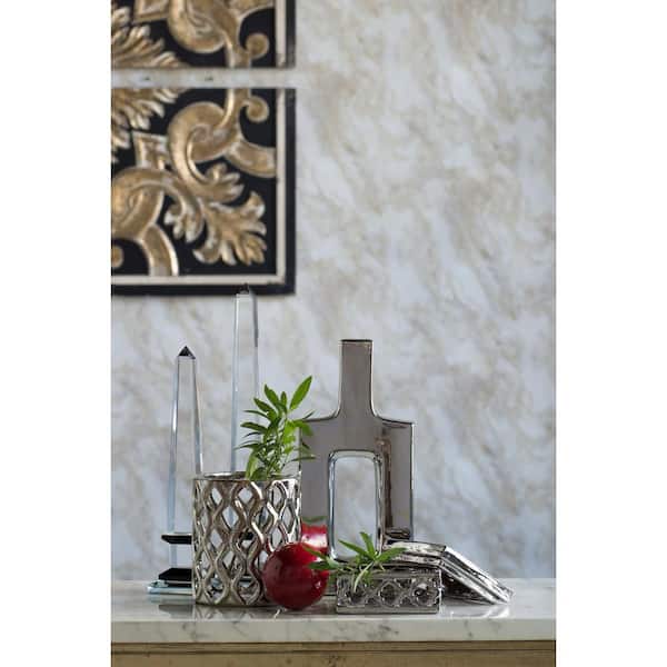 A & B Home Ceramic Keyhole Silver Vase AV0310 - The Home Depot