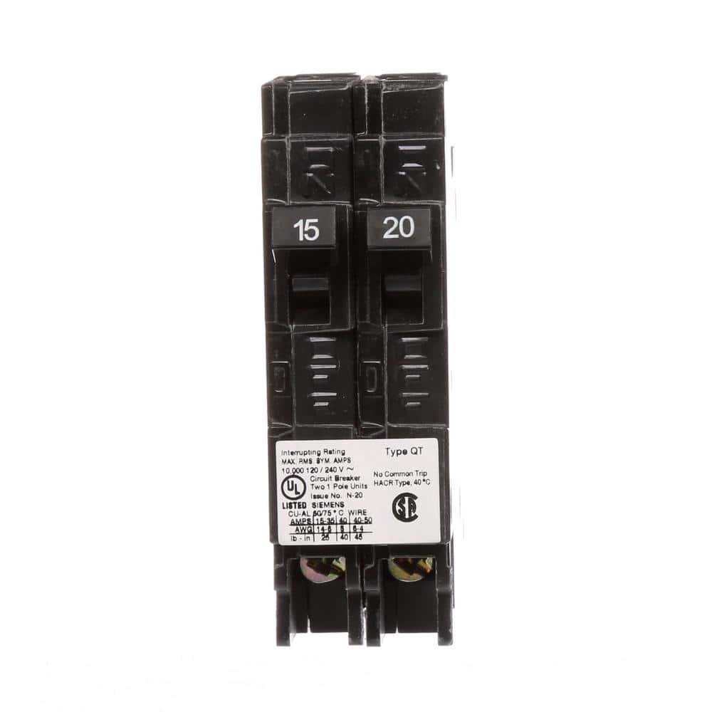 Siemens Q1520 One 15-amp and 20-amp Single Pole 120v Circuit Breaker for sale online 