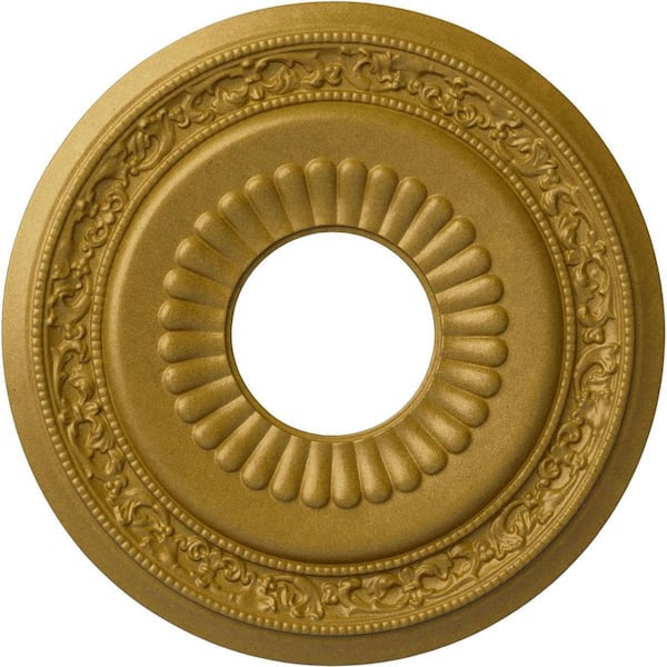 Ekena Millwork 1-3/8 in. x 20-5/8 in. x 20-5/8 in. Polyurethane Lauren Ceiling Medallion, Pharaohs Gold