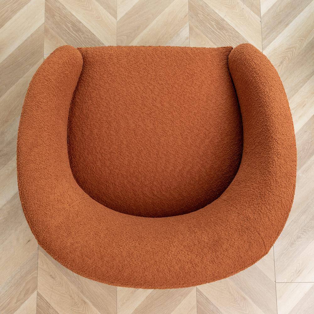 Caramel Boucle Upholstered Swivel Barrel Accent Chair
