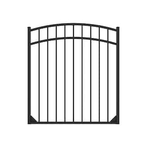 Athens 4 ft. H x 4 ft. W Gloss Black Aluminum Fence Arched Walk Gate