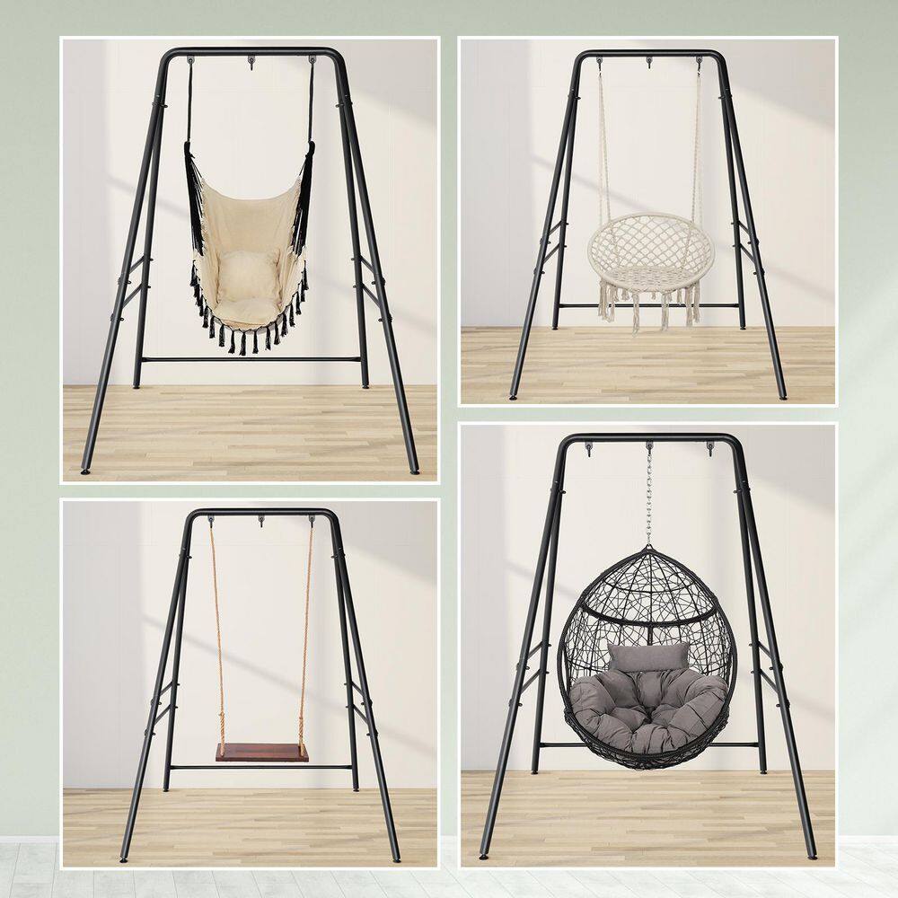 Black Heavy Duty Metal Hammock Chair Stand with Adjustable Foot Pads