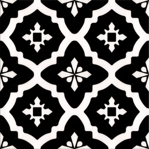 Lucida USA (Sample) BaseCore Venetian Black and White Patterned Look 12-mil Water Resistant Peel and Stick Vinyl Tile