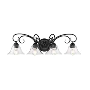 Homestead 4-Light in Black Vanity Light with Clear Glass