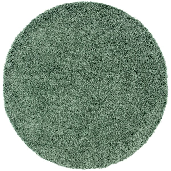 SAFAVIEH August Shag Green 5 ft. x 5 ft. Solid Round Area Rug