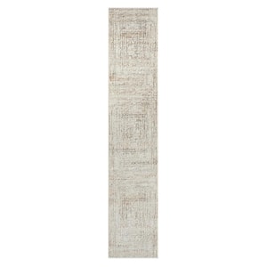 Beige 2 ft. x 8 ft. Abstract Distressed Runner Rug