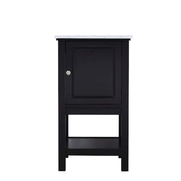 Unbranded Simply Living 19 in. W x 18.38 in. D x 33.75 in. H Bath Vanity in Black with Carrara White Marble Top