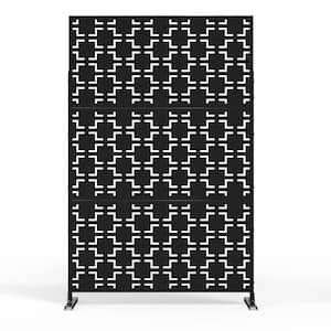 72 in. x 47 in. Laser Cut Metal Black Quartet Outdoor Privacy Screen (3-Piece Combo)