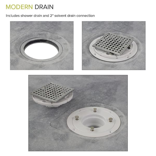 Transolid Pre-Tiled 60 in. L x 36 in. W Alcove Shower Pan Base with  Right-Hand Drain in Off-White Hexagon FPT6036R-HO - The Home Depot