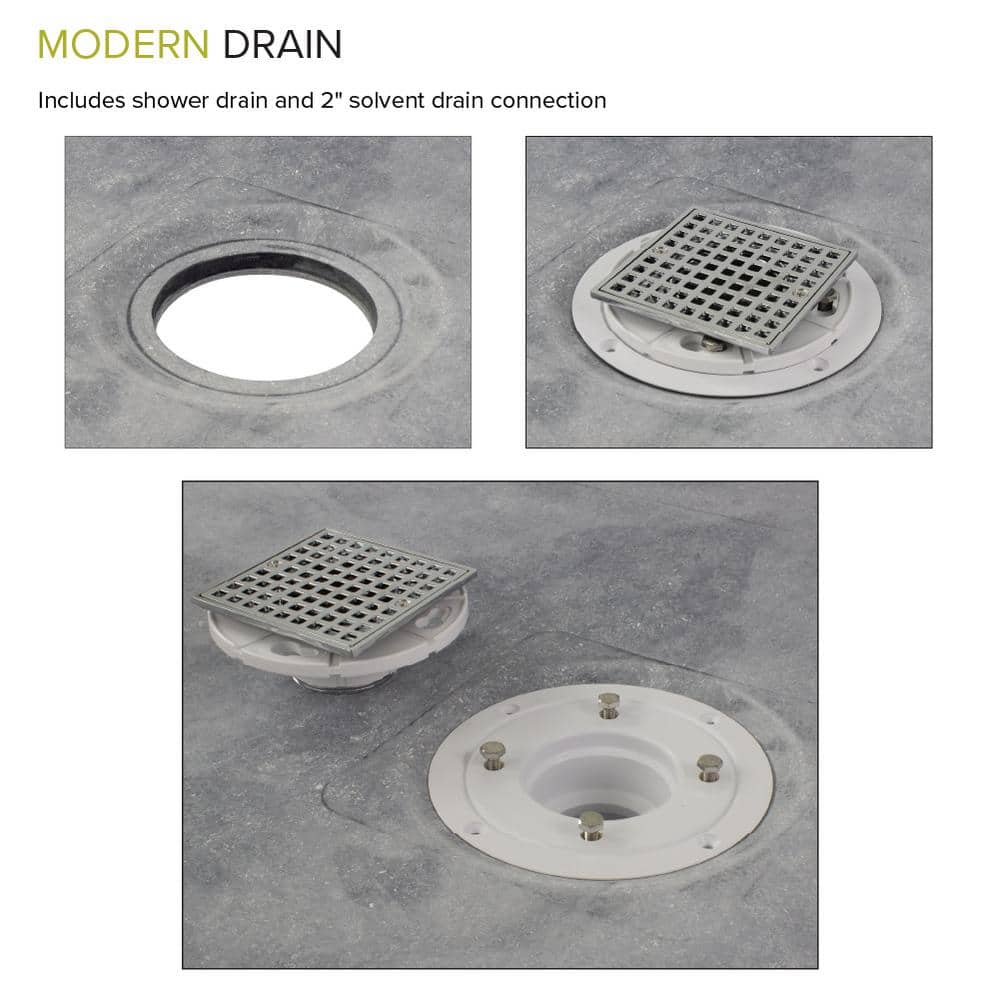 Transolid Dark Grey 60" x 32" Ready to Tile Shower Base with Center Drain