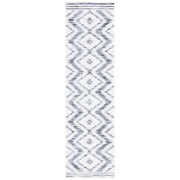 Alamo 2 ft. x 8 ft. Ivory/Charcoal Aztec Diamond Runner Rug