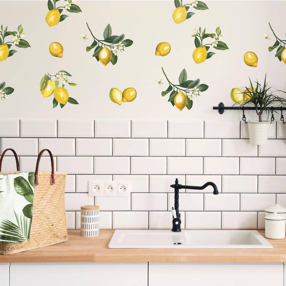 Lemon Peel and Stick Vinyl Wall Decals, 40pc