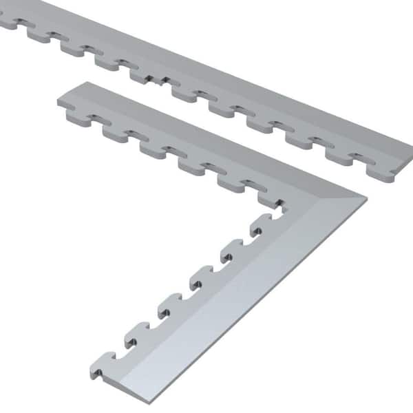 Norsk 9.5 in. x 18.5 in. Gray Multi-Purpose Dove Commercial PVC Garage Flooring Tile Trim Kit (20 sq. ft.)