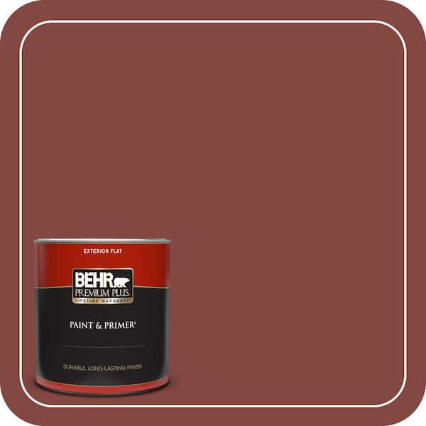BEHR PREMIUM PLUS 1 qt. #S-H-170 Red Brick Flat Exterior Paint & Primer