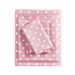 Polka Dot 3-Piece Pink Cotton Twin Printed Sheet Set