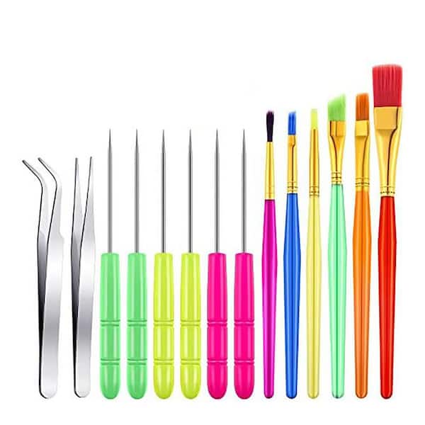 14-Piece Cookie Decorating Set with Brushes, Needles, and Tweezers for Fondant Cake and Sugar Art
