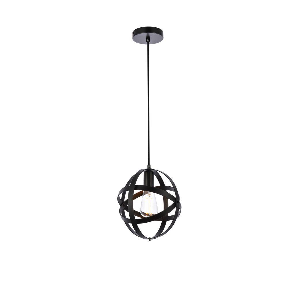 Home Living 40-Watt 1-Light Black Pendant Light with Iron Shade, No Bulbs I